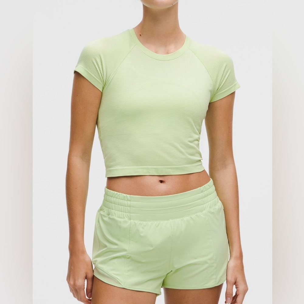 #473 NWT Lululemon Swiftly Tech Cropped Short-Sleeve Shirt 2.0 Sz12 Lemongrass